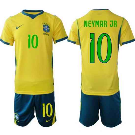 Youth Brazil 2026 FIFA World Cup Yellow Home Soccer Jersey NEYMAR JR #10 Green